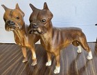 Lot Of 2 Antique Hubley  Boxer Cast Iron Door Stops Sculptures Rare Vintage