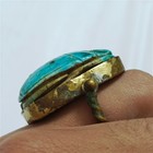 Ancient Egyptian Turquoise Scarab Ring With Brass Setting Vintage Charm Unique