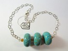 Sterling Silver Oval Link Blue Magnesite Agate Chunky Disk Pendant 18  Necklace 