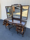 66340 Antique Mahogany Vanity Desk With Tri - Fold Mirror Rare Find