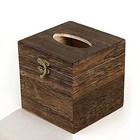 Wooden Tissue Box Cover Square With Hinged Lid  Napkin Dispenser  Suitable For 