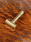 Antique 1920 Patent Gillette Brass De Safety Razor Fat Handle  Gold Plated  87