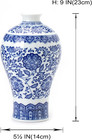Blue And White Chinoiserie Ginger Jar Vase For Home Decor  Porcelain  9  H