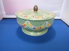 Vintage Tin Container Daher Green With Flowers England And Crackle Finish