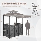 3pcs Outdoor Bbq Canopy W  Bar Table   2 Foldable Bar Chairs Set For Patio