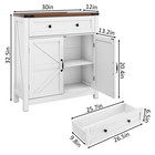 White Farmhouse Coffee Bar Cabinet walnut Top  Drawer   Adjustable Shelf Storage