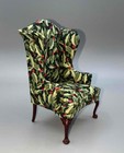 Miniature Dollhouse 1 12 Scale Walnut Christmas Holly Wing Back Chair - Mb1