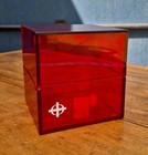 Vintage Zodiac Watch Red Acrylic Box Display Case Cube Hinged Trinket Box Rare