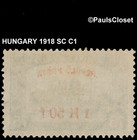 Hungary 1918 Sc C1 Air Post Red Surcharge 1k 50f On 75f Mnh Og F vf  2
