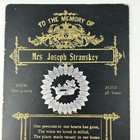 Antique 1905 Victorian Funeral Mourning Card Memento Mori Stranskey Gothic    N2