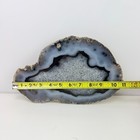 11 Inch Large Blue Gray Banded Agate Geode Half Druzy Quartz Crystal Polished