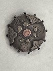 Antique Victorian Sterling Silver Green Rose Gold Sweetheart Brooch Pin Floral