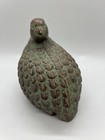 Vintage Hand-painted Signed Ceramic Quail Figurines  Patina Finish 4 5x4 5   