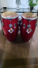 Set Of Two Fiberglass Toca Red Sparkle Congas 11-11 75