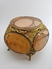 Vintage Gold Filigree Ormolu Casket Jewlery Box Large Rare 5 Sided 7 X 4 5 