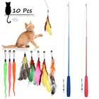 10pcs Lot Pet Cat Toys Interactive Mice Balls Bell Play Toy Feathers Teaser Wand