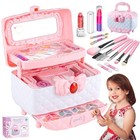 41 Pcs Kids Makeup Kit For Girls Washable Makeup Play Set Toy With Real Case