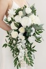 Ling s Moment White Bridal Bouquet Cascading  Ivory Wedding Bouquets  15 Inches