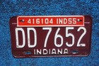 1954 1955 Indiana License Plate With Validation Tab