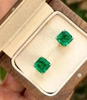 14k Solid Yellow Gold Genuine 7mm Natural Zambia Emerald Stud Emerald Earrings 