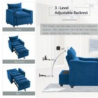 Blue Velvet Convertible Sleeper Sofa Chair Bed 3-in-1 Recliner W cup Holder
