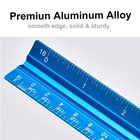 3-piece Aluminum Engineering Scale Ruler Set - 12    6  Triangle  Straight Edge