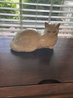 Vintage White Ceramic  Cat Statue 12 5     Hand Painted Iconic Kitty 1970