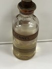 Antique Glass Apothecary Bottle Original Cork   Paper Label Vtg Fennel Oil