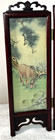 Wooden Chinese 3 Section Table Screen Horse Paintings  Art Deco Collectible Vtg