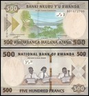 Rwanda 500 Francs  2019  P-42  Unc X 10 Pcs