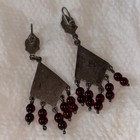 925 Sterling Silver Vintage Bohemian-style Chandelier Earrings Garnet