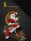 Bucilla Original Moonlight Santa Felt Christmas Stocking Finished 18 