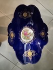 Lemoge Design Cobalt Blue gold Pedestal Compote Bowl Vintage