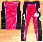 Men   s Pro Wrestling Gear Set Wet Red   Black Pleather W  R1 Design Sz M 34-36