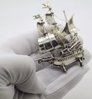 Vintage Italian Handmade Genuine Silver Caravel Sailing Ship Figurine Sculpture