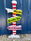 Whoville Sign Grinch - Hand Painted Yard Art - Christmas - Outdoor Or Indoor
