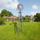 Hot Sale 8ft Weather Resistant Yard Garden Windmill Gray   Red 