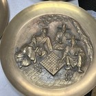 4 Vintage Solid Brass Wall Plate Plaque  Village Scenes 13    Wide Real Heavy