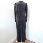 Y2k Velour Tracksuit Set Medium Charcoal Gray Zip Jacket Pants Travel Lounge Vtg