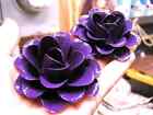 Two Large Metal Purple Roses  Flowers For Accents  Embellishments  Crafting  Art