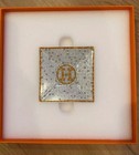 Hermes Mosaique Gold 24 Van Quatre Square Plate 7cm Porcelain With Box 7cm X 7cm