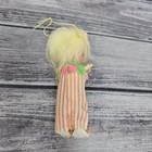 Vtg Japan Pixie Elf Ornament 4    Blonde Striped Felt Body Retro Christmas Doll
