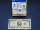     2 Pc  Lot  Rare Red Seal Two Dollar Bill certified Sapphire Gem- Estate Sale    