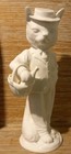 White Fine Bone China  Cat Straw Boater Picnic Basket 25 5cm H  b 15 