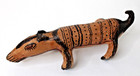 Vtg Large 11  Tribal Clay Anteater ocarina Whistle - Hand-painted Folk Art