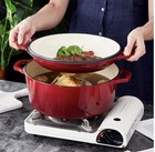  free Ship  New Bruntmor 7qt Dutch Oven 2-in-1 Skillet - Enameled Cast Iron Red