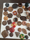 68 Pc Vintage Wood Button Lot Artisan Hand Carved Statement Sewing Buttons