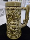 Rare Vintage Avocado Green Beer Stein With Pirate Design  japan 