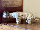 Vintage Primitive Hand Carved Painted Jaguar Cat Mystical Whimsical Cultural