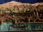 Vintage European Tapestry Scenic River Town Art Wall Hanging